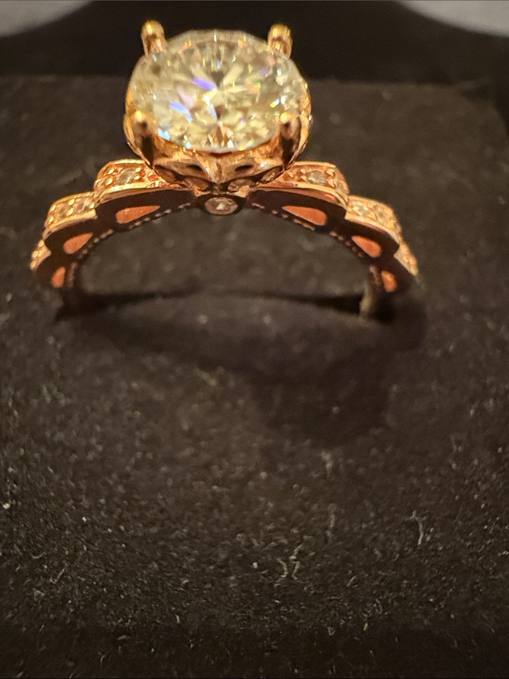 MOISSANITE Rose Gold Over 925 silver Halo 1 carat Engagement Ring - Picture 7 of 9